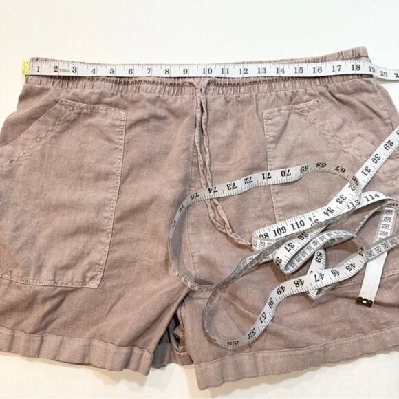 Universal Thread Linen Blend Shorts Taupe Drawstring Cuffed Hem, Size XXL - Picture 10 of 12